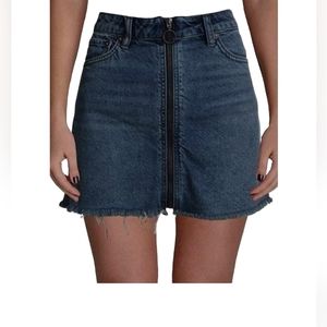 Free People We The Free Womens Zip up Frayed Hem denim mini skirt Size 29